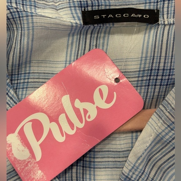 Just In Time Plaid Wrap Top- Blue & White - Picture 10 of 14